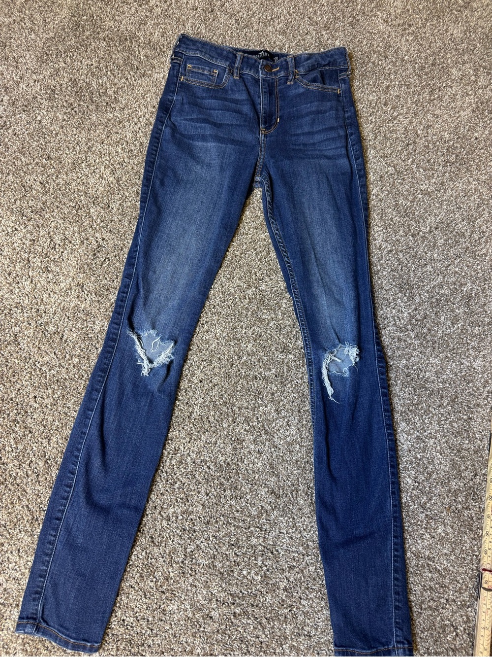 Hollister High-Rise Super Skinny Dark Blue Distressed Jeans